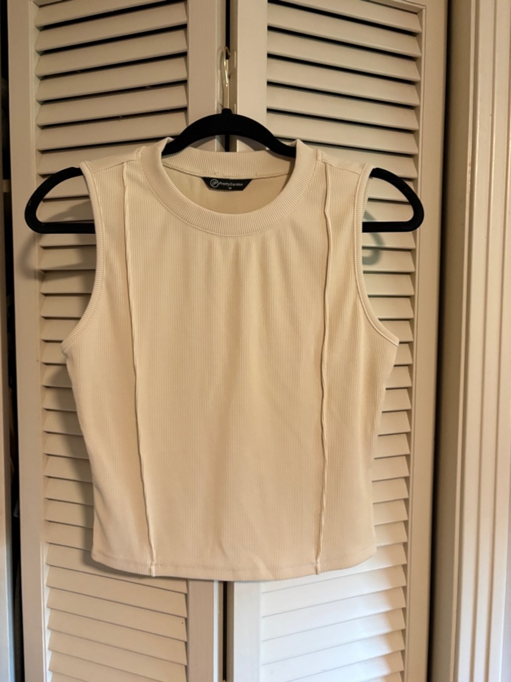 PrettyGarden Ribbed Matching Set - Cream